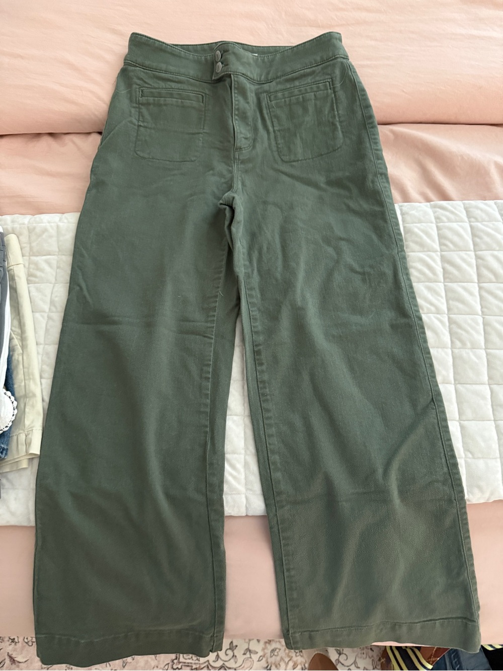 LOFT Olive Green Wide-Leg Pants